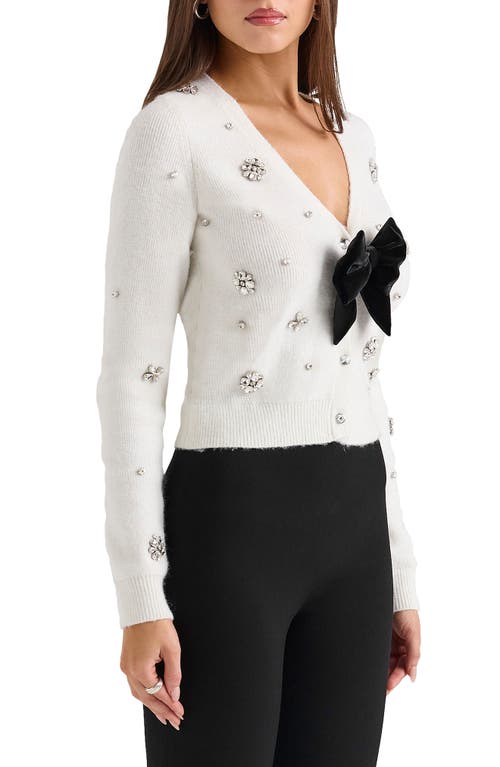 House Of Cb Beaubella Embellished Cardigan In Ivory