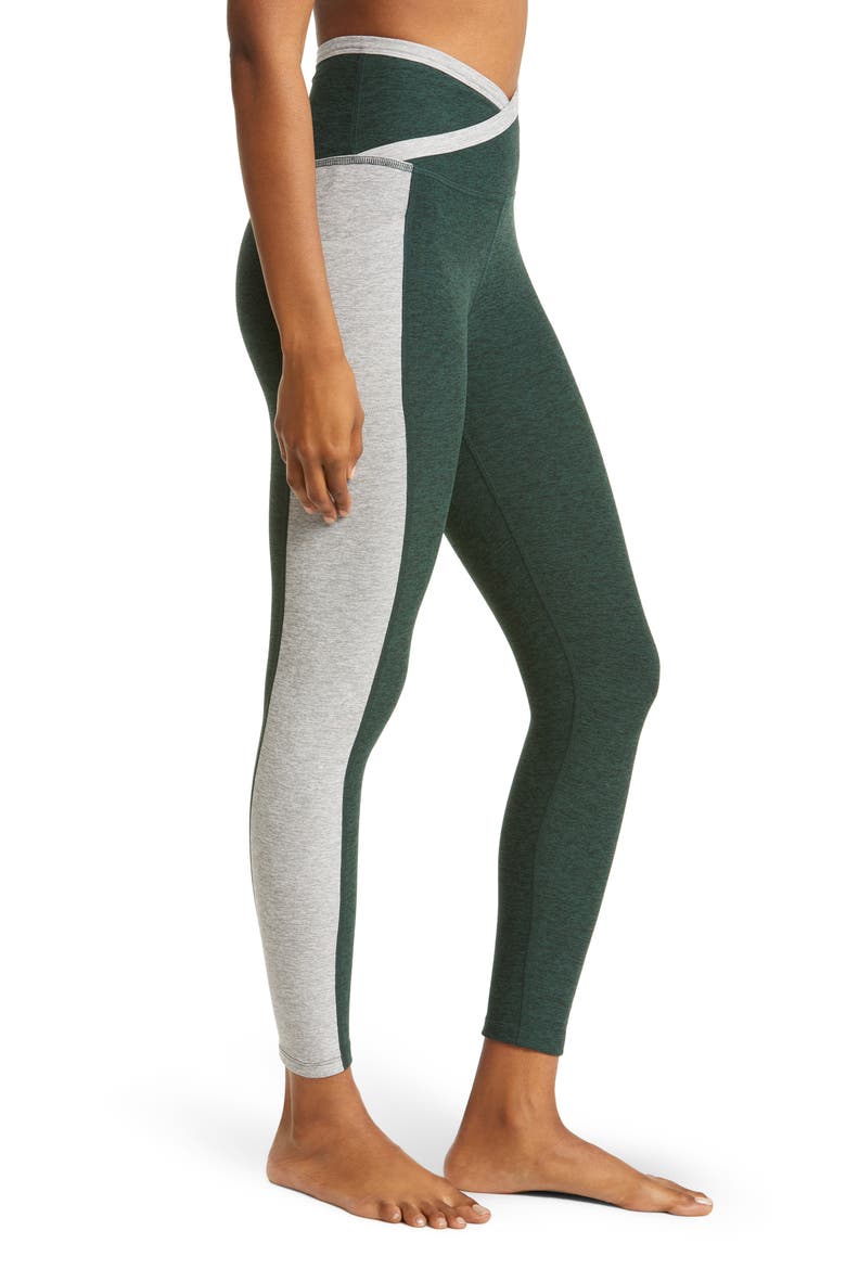 Space Dye Colorblock Pocket Ankle Leggings, Alternate, color, FOREST GREEN-SILVER MIST
