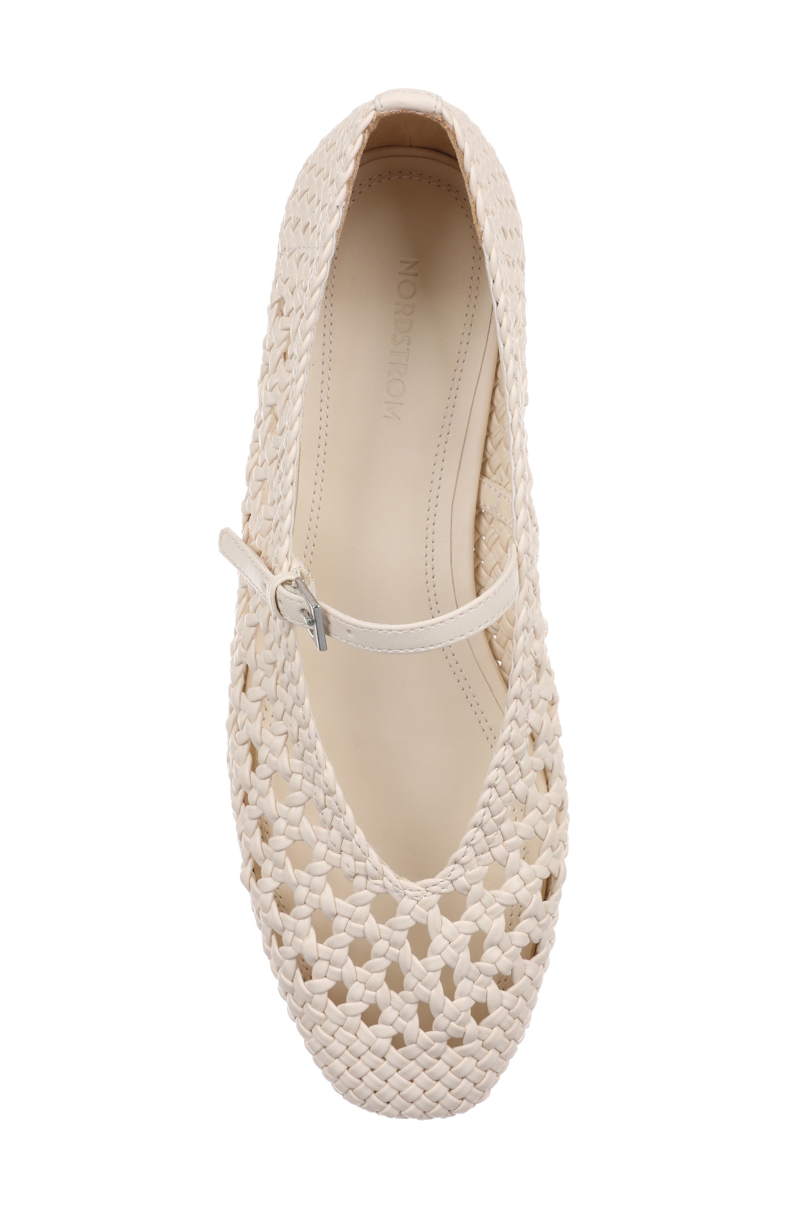 Maren Woven Mary Jane Flat (Nordstrom Exclusive), Alternate, color, BEIGE PEARLED
