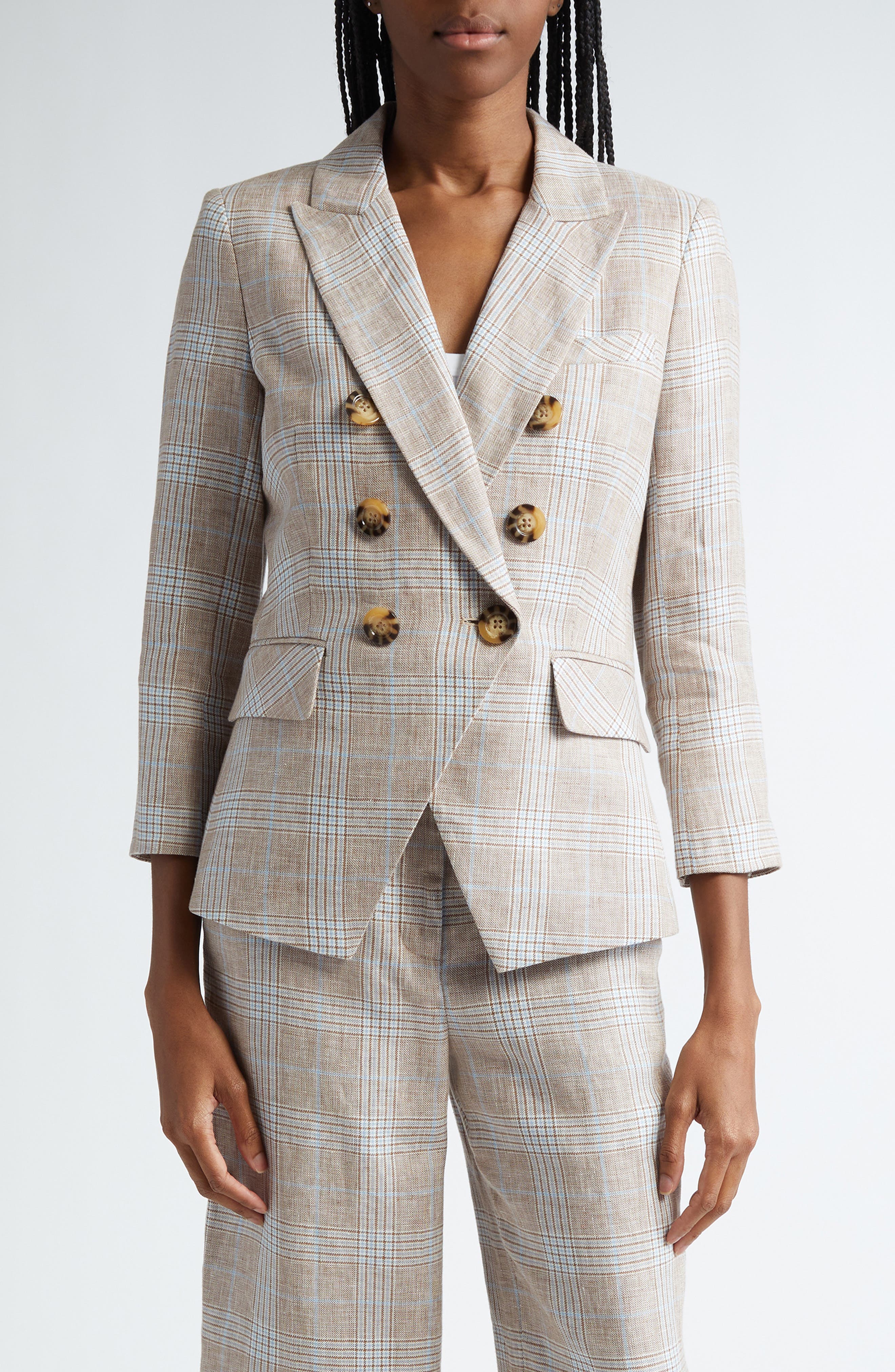 Veronica Beard Empire Plaid Linen Dickey Jacket