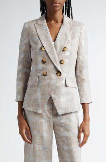 Veronica Beard Empire Plaid Linen Dickey Jacket