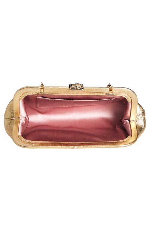 Jimmy Choo Skylar Frame Metallic Leather Clutch Bag