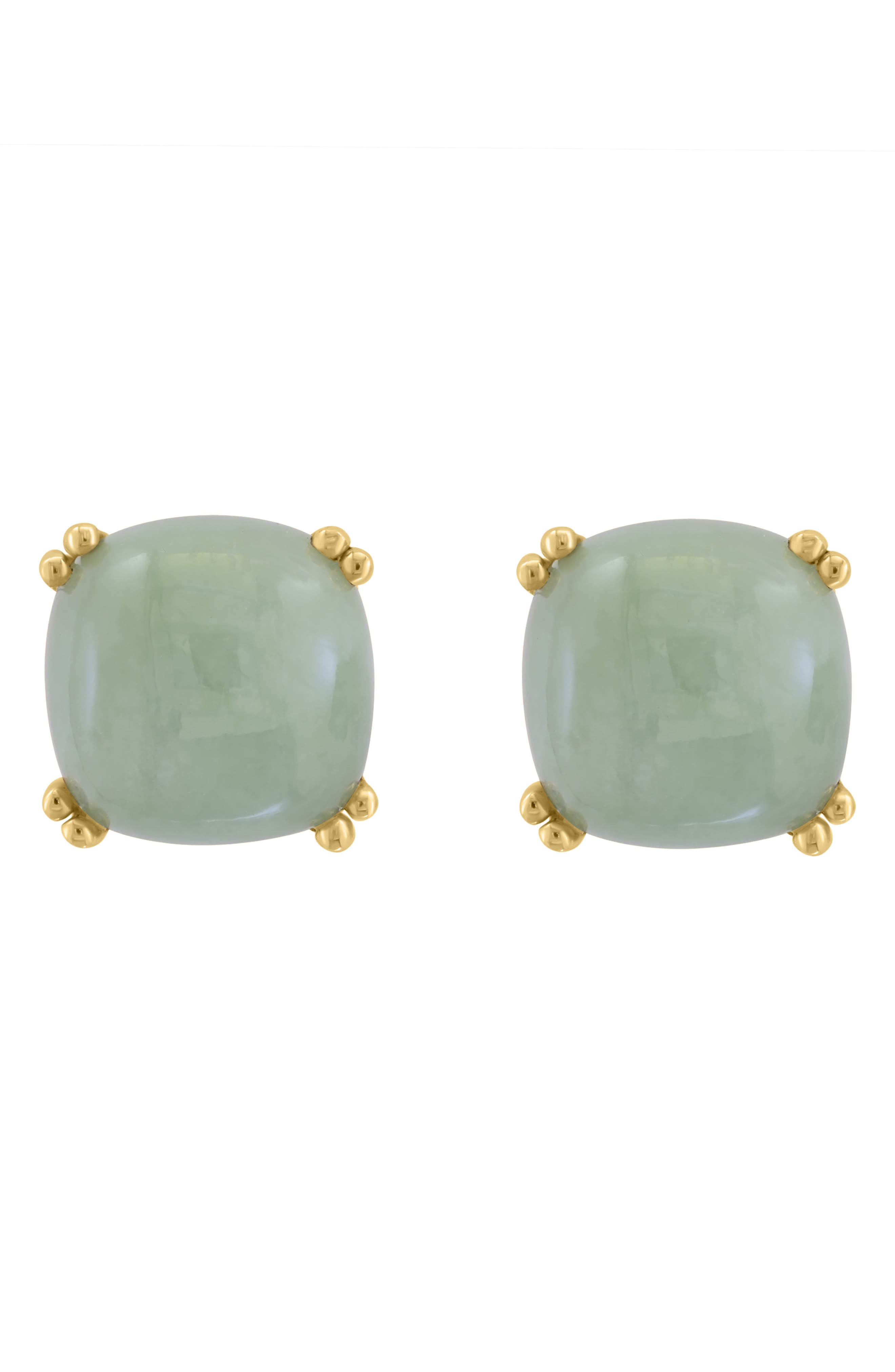 14k Gold Jade Stud Earrings
