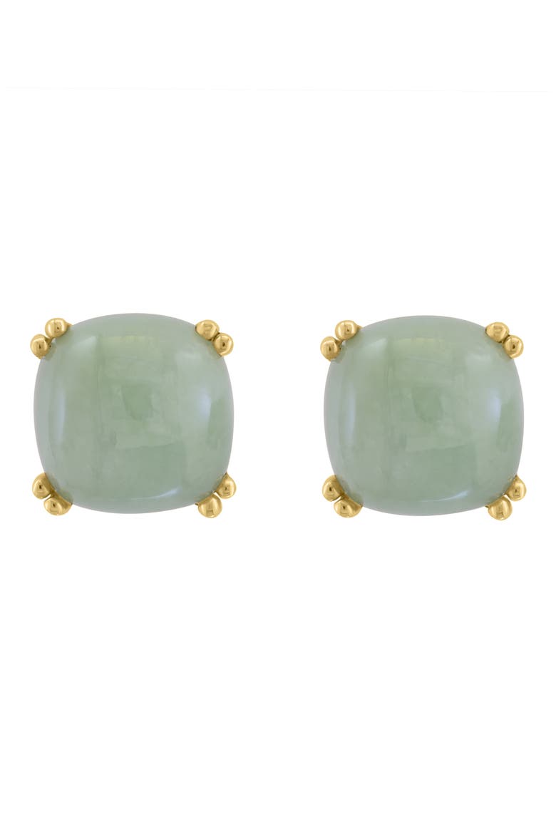 14k Gold Jade Stud Earrings, Main, color, GREEN