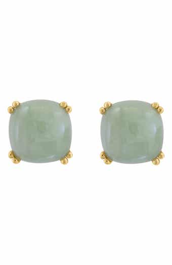 14k Gold Jade Stud Earrings