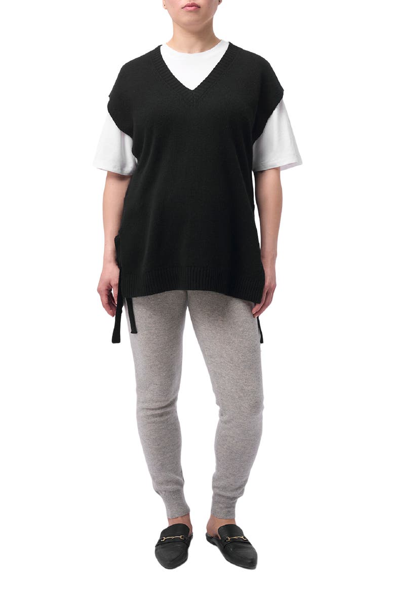 V-neck Cashmere Maternity Top, Main, color, black
