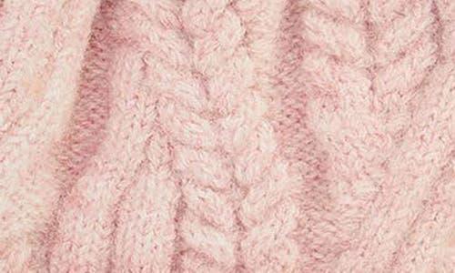 Barbour Elsdon Faux Fur Pompom Cable Stitch Beanie In Pink