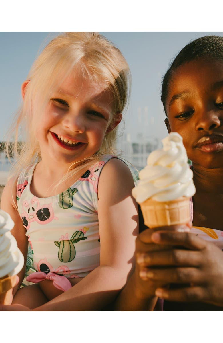 Deux par Deux Two-Piece Flamingo and Cactus Swimsuit, Alternate, color, Blue Flamingo And Cactus Print