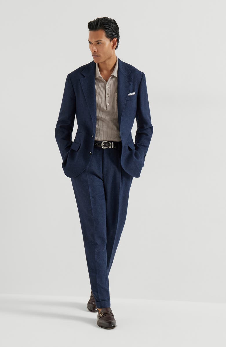 Brunello Cucinelli Hopsack deconstructed blazer, Alternate, color, Navy Blue
