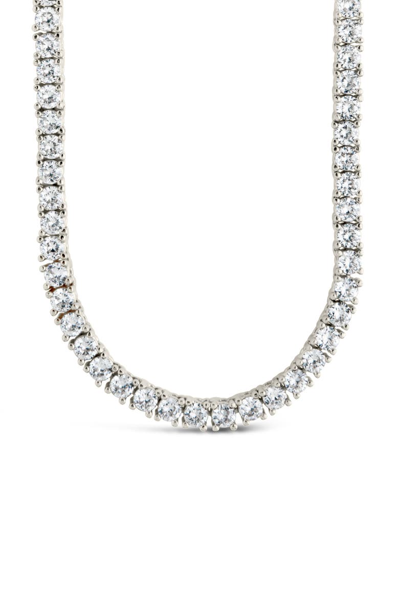 Sterling Forever Cubic Zirconia Tennis Necklace, Alternate, color, Silver