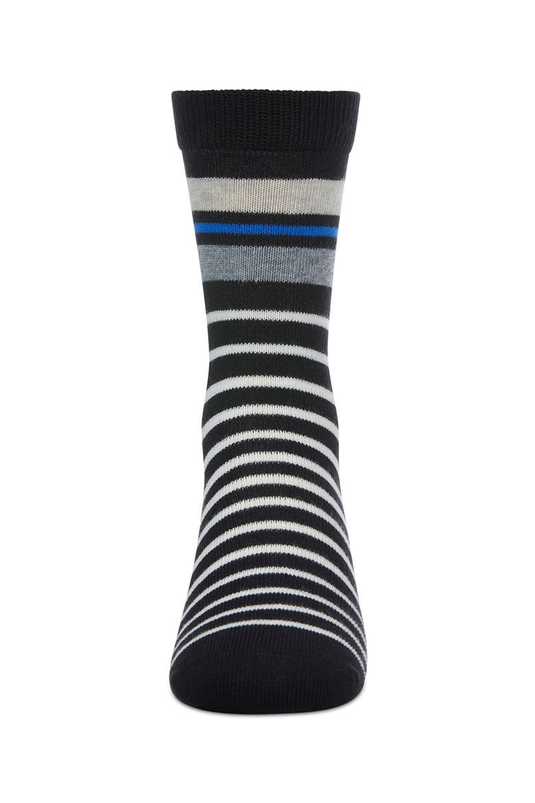 Striped Fine-Gauge Crew Sock, Alternate, color, Black