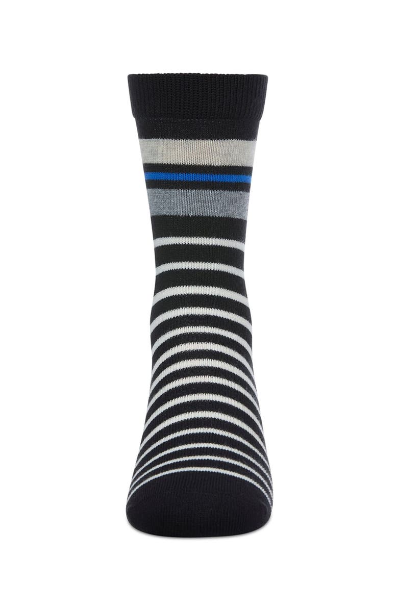 MeMoi Striped Fine-Gauge Crew Sock, Alternate, color, Black