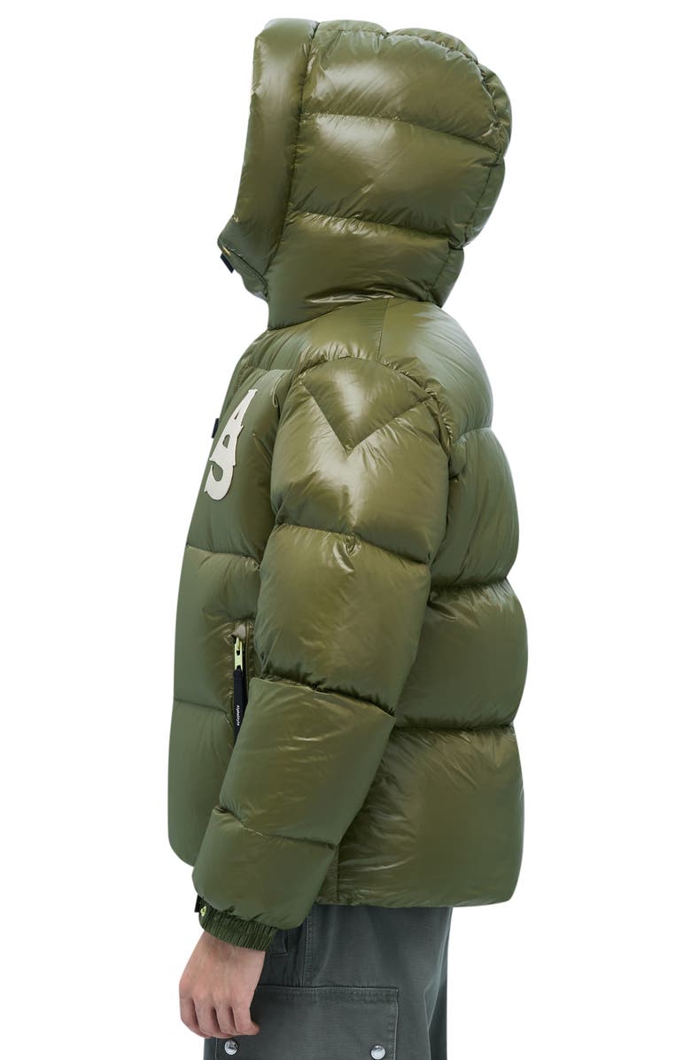 AlphaStyle Kudu Hooded Puffer Down Jacket, Alternate, color, Green