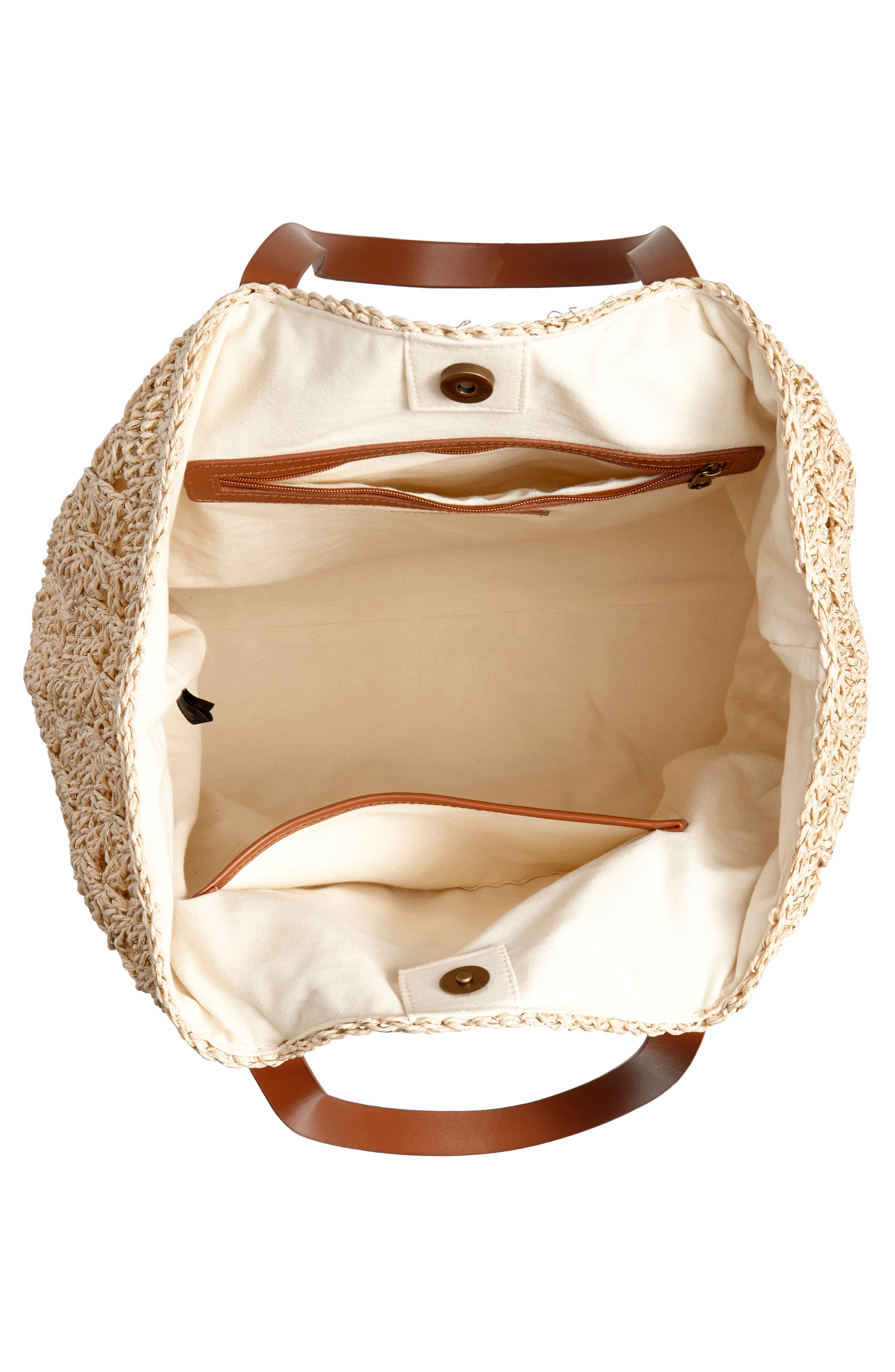 Nordstrom Packable Metallic Thread Woven Raffia Tote, Alternate, color, 