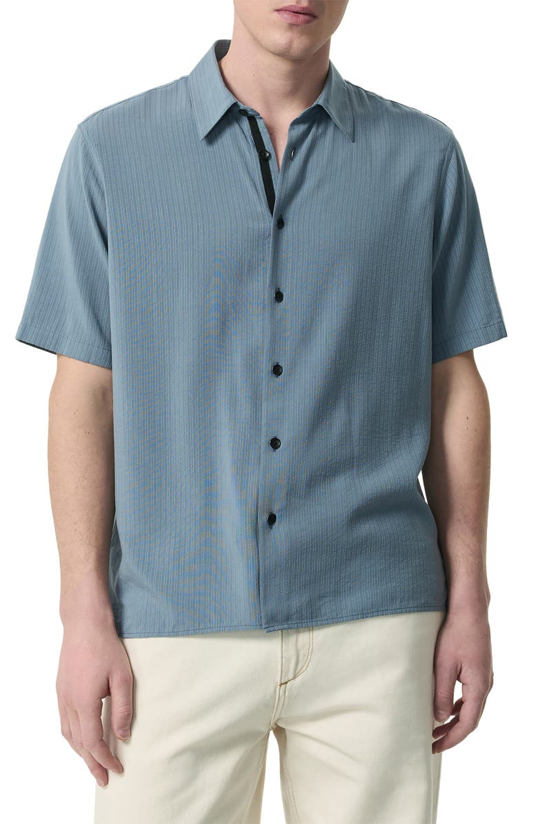 rag & bone Dalton Dobby Short Sleeve Button-Up Shirt, Main, color, Seagrey