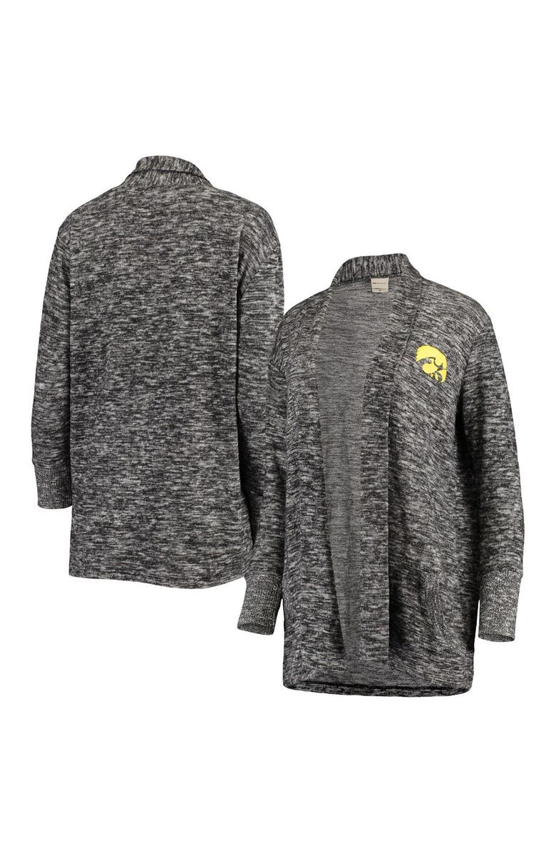UG APPAREL Women's Heathered Black Iowa Hawkeyes Missy Cozy Fleece Tri-Blend Campus Cardigan, Alternate, color, 