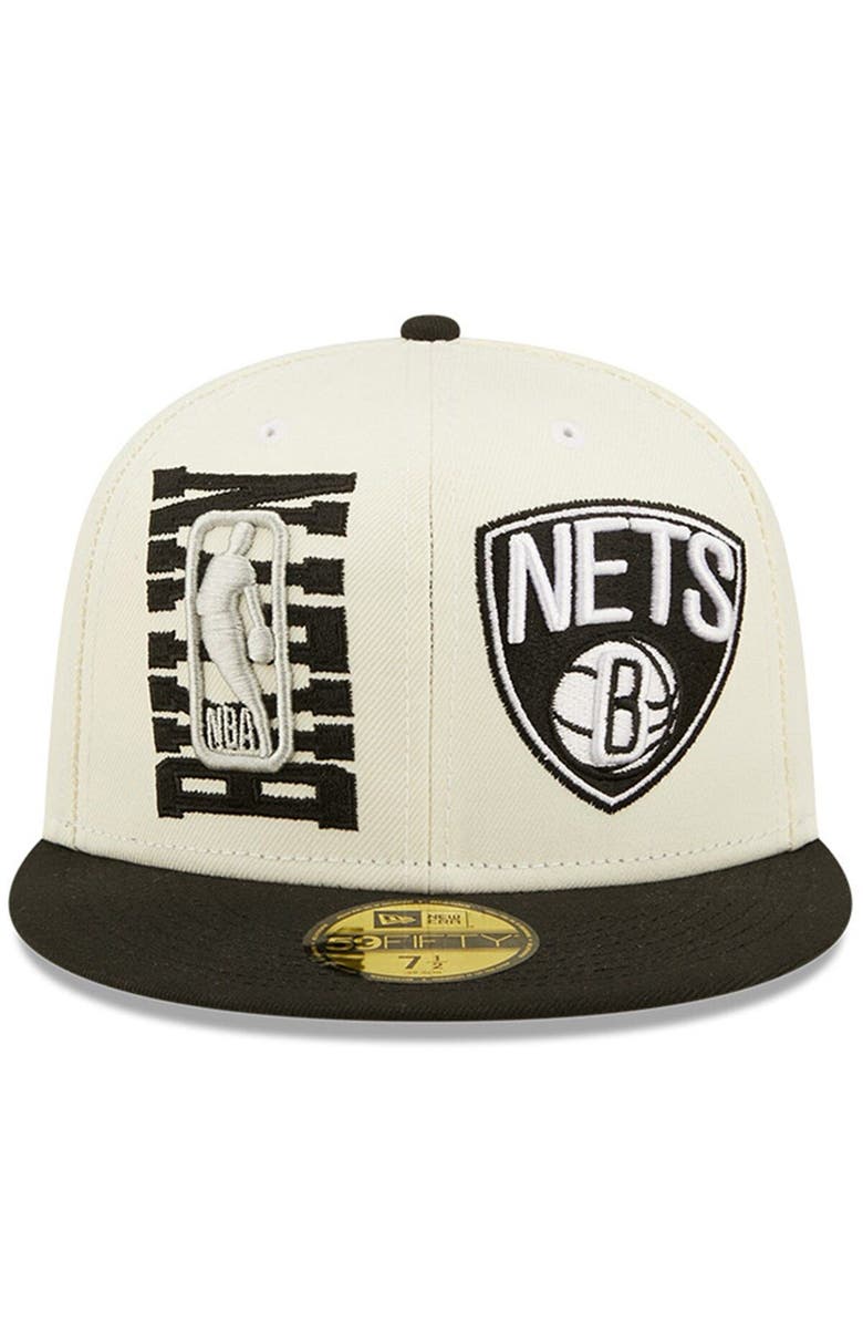 New Era Men's New Era Cream/Black Brooklyn Nets 2022 NBA Draft 59FIFTY Fitted Hat, Alternate, color, 