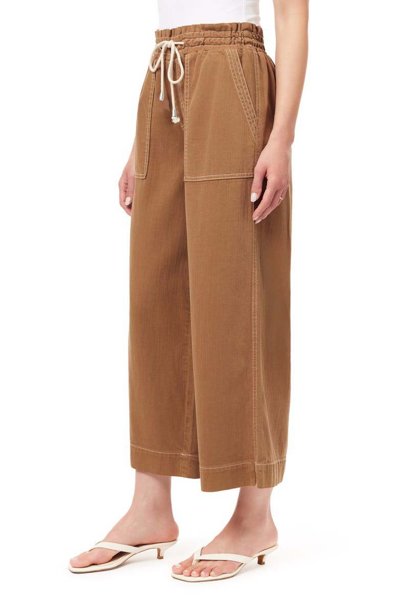 Kensie Trapunto Stitched Pocket Crop Wide Leg Pants, Alternate, color, Acorn