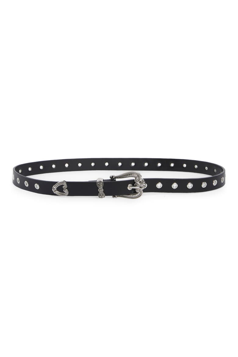 Faux Leather Grommet Belt, Main, color, BLACK