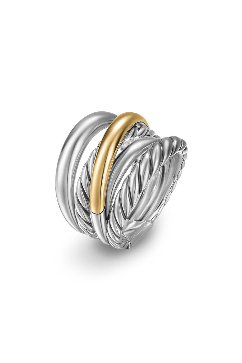 Crossover Five-Row Ring in Sterling Silver with 14K Yellow Gold, Alternate, color, S STERLING SILVER/ 14K GOLD -8