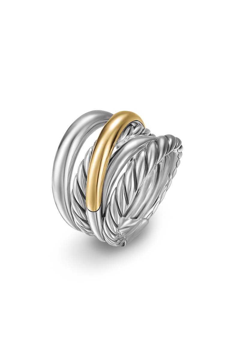 David Yurman Crossover Five-Row Ring in Sterling Silver with 14K Yellow Gold, Alternate, color, Sterling Silver/ 14K Gold - 6