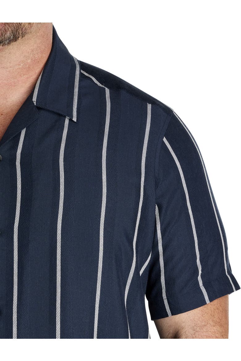 Big & Tall Striped Sport Shirt, Alternate, color, DARK SAPPHIRE