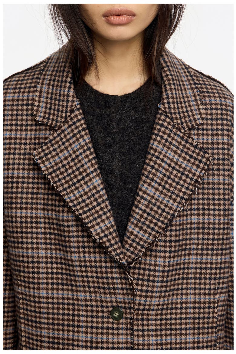 Checked Double-Face Raw Finish Coat, Alternate, color, BROWN