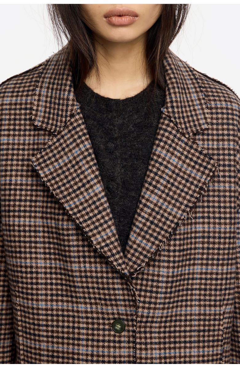 Bimba y Lola Checked Double-Face Raw Finish Coat, Alternate, color, Brown