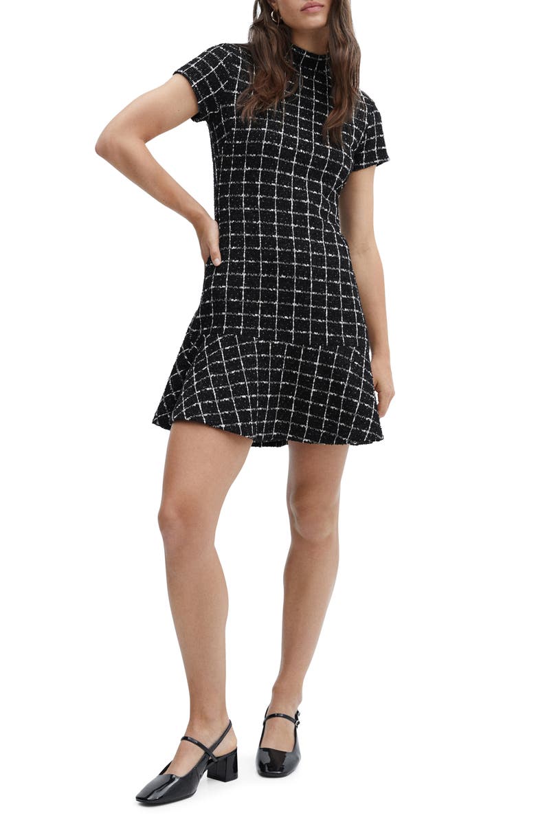 MANGO Ruffle Hem Tweed Dress, Main, color, 