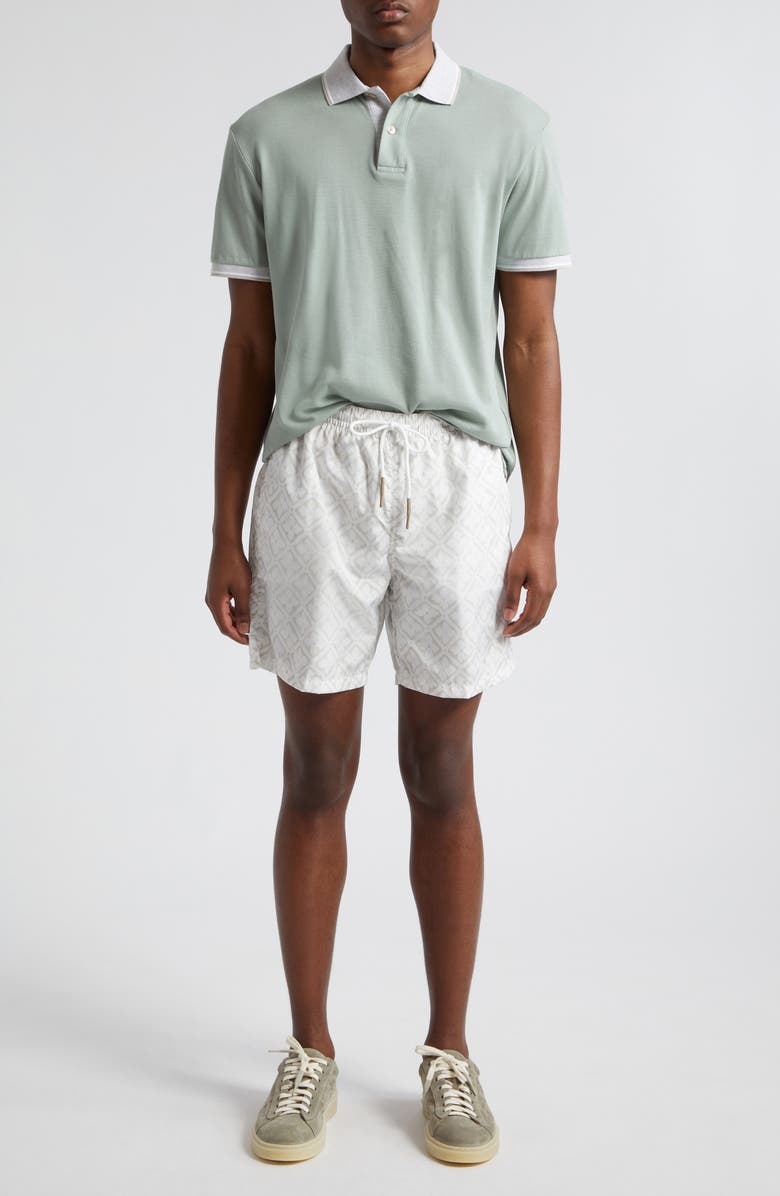 Eleventy Tile Print Drawstring Swim Trunks, Alternate, color, Sand