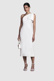 Coast Bow One Shoulder Midi Wedding Dress