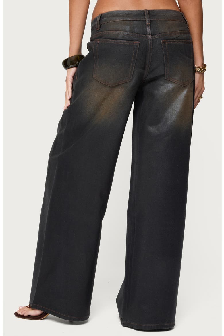 Mud Wash Oversize Wide Leg Jeans, Alternate, color, BLACK-WASHED