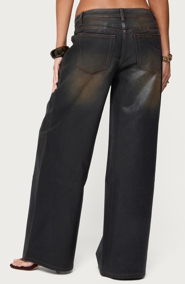 EDIKTED Mud Wash Oversize Wide Leg Jeans, Alternate, color, Black-Washed