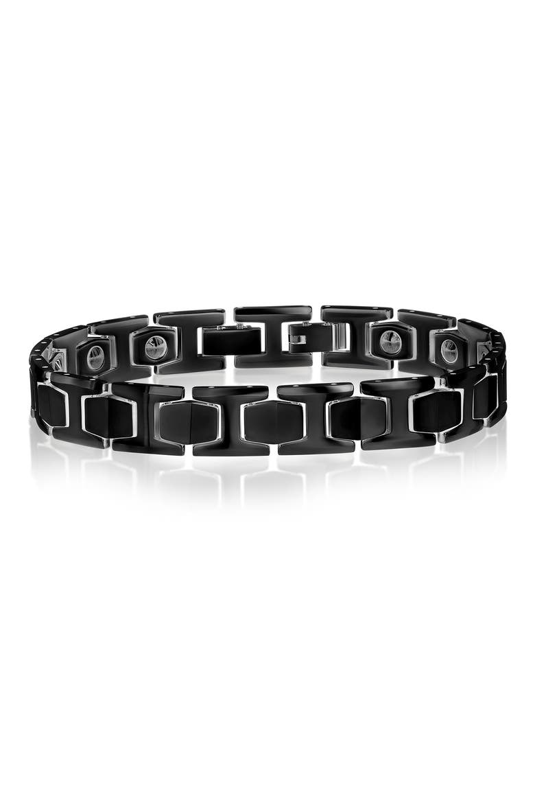 Men's Polished Magnetic Bracelet, Main, color, BLACK