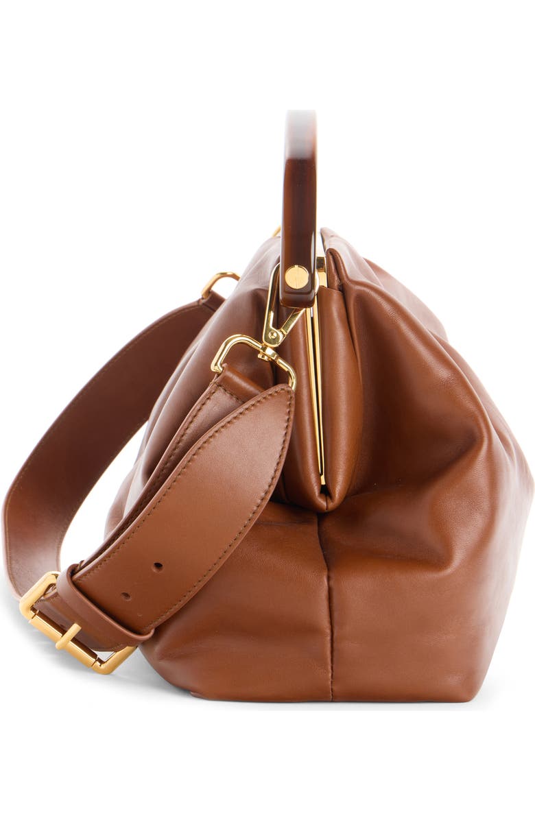 Dries Van Noten Pleated Leather Top Handle Bag, Alternate, color, Tan 712