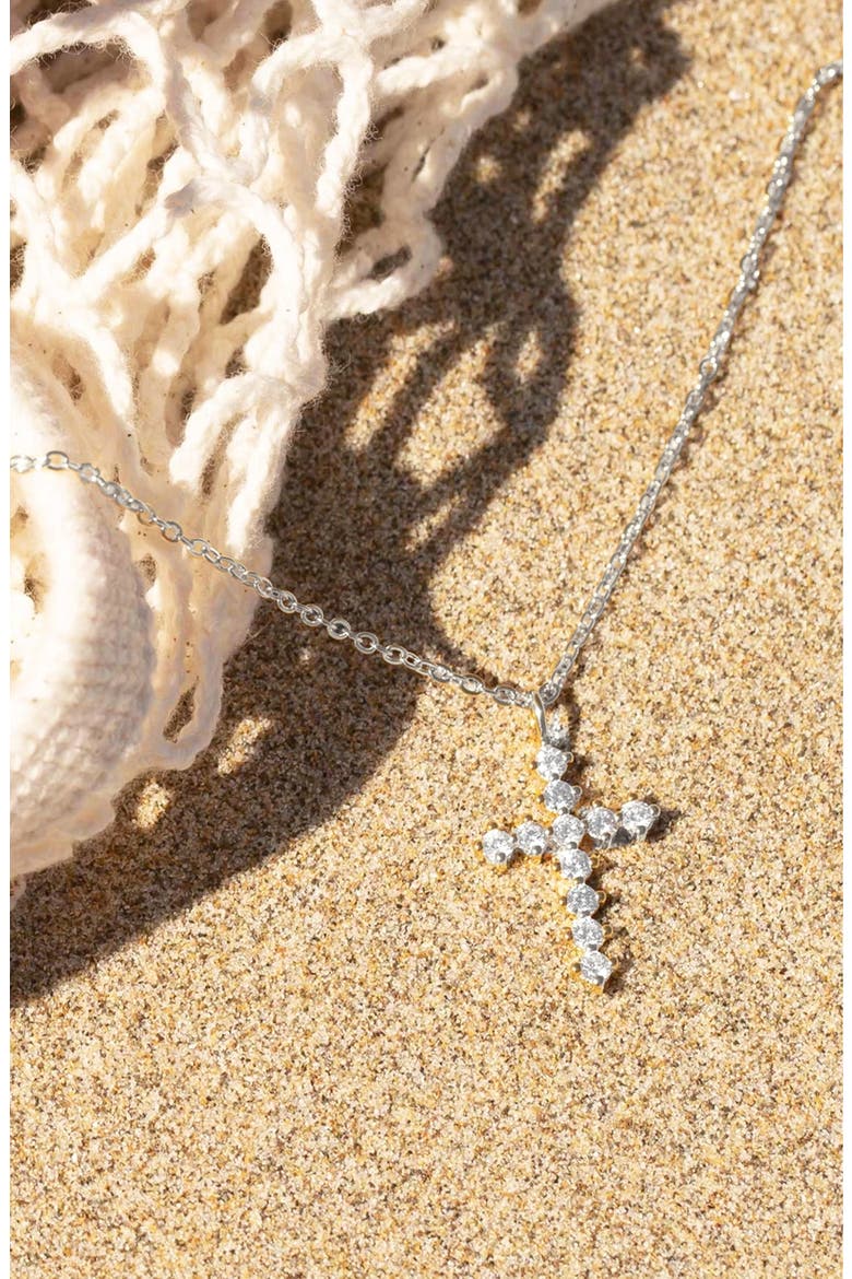 14k Gold Plated Wena Cross Necklace Statement Piece Everyday Wear, Alternate, color, Silver