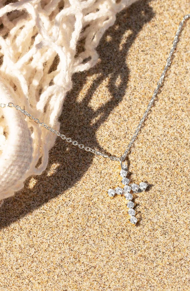 Bearfruit Jewelry 14k Gold Plated Wena Cross Necklace Holiday Gift Idea, Alternate, color, Silver