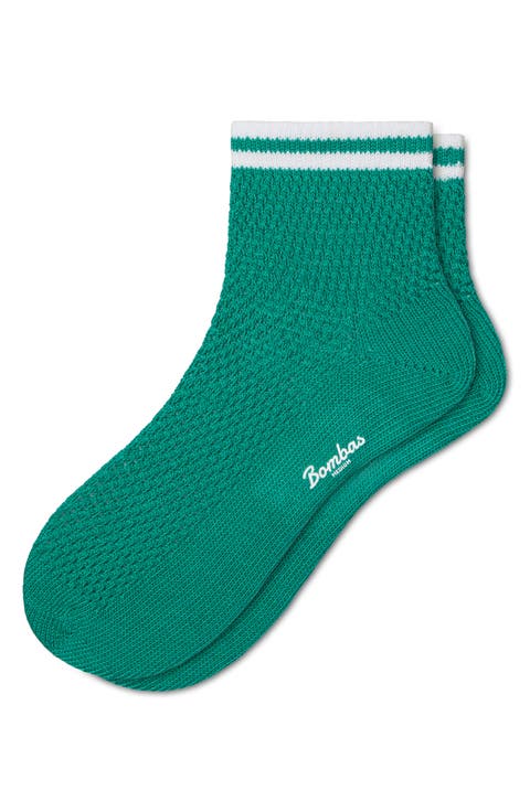 Double Stripe Open Stitch Quarter Socks