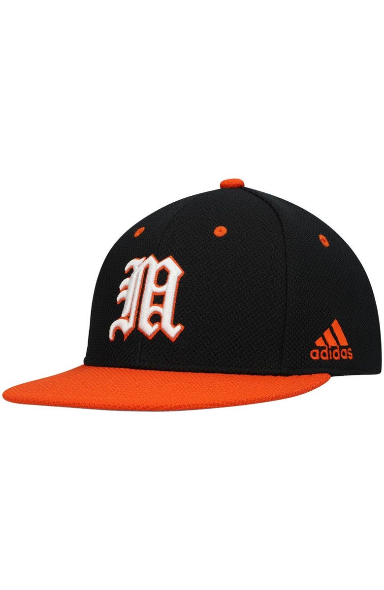 adidas Men's adidas Black Miami Hurricanes On-Field Baseball Fitted Hat, Main, color, Black