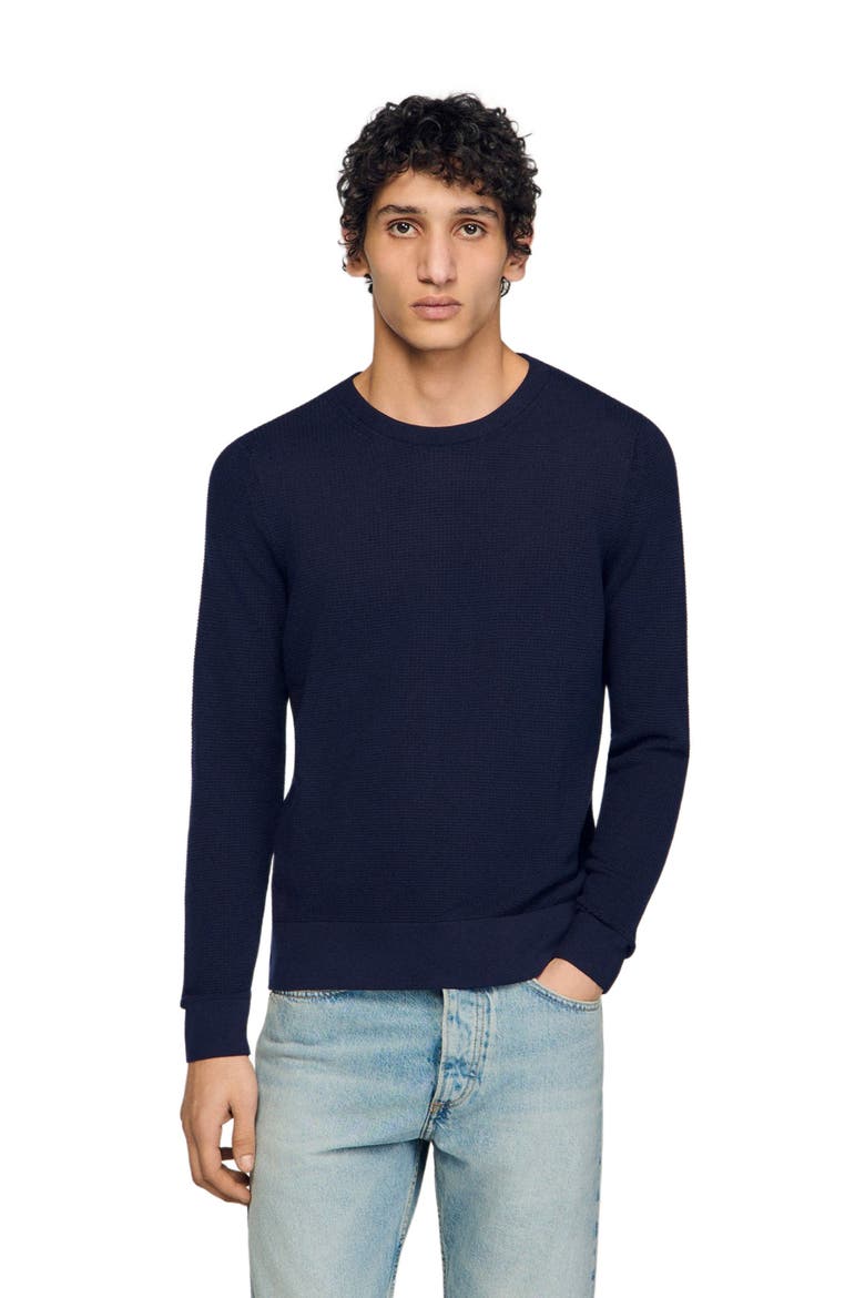 Textured knit sweater, Alternate, color, Navy blue