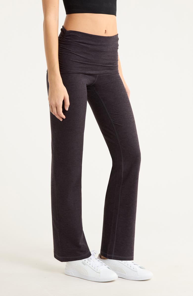 Zella Renew Foldover Straight Leg Pants, Alternate, color, Black Melange