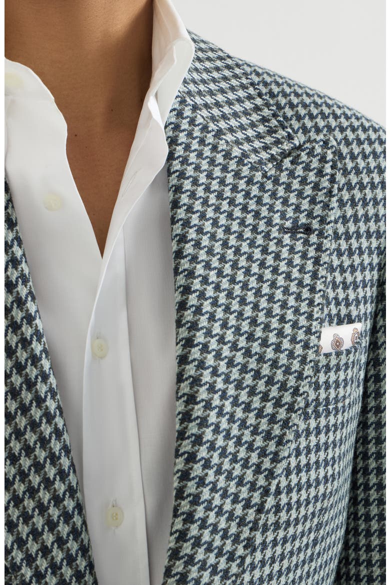 Cashmere macro houndstooth Tailor blazer with peak lapels and metal buttons, Alternate, color, Navy Blue