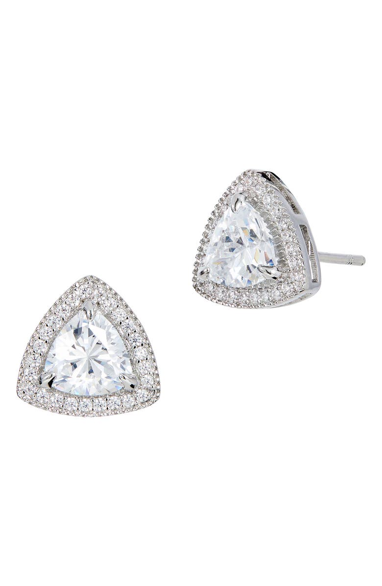 SAVVY CIE JEWELS Sterling Silver Trillion Cut Stud Earrings, Main, color, 