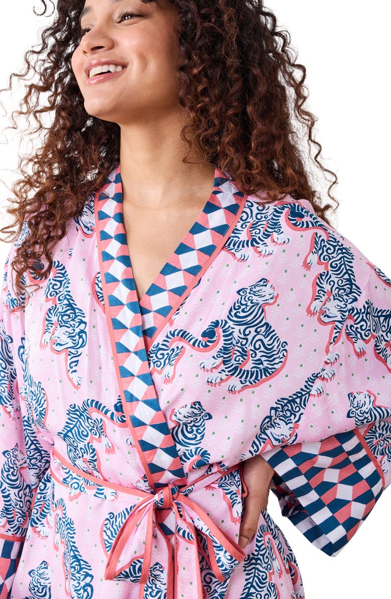 Printfresh Satin Robe, Alternate, color, Blush/ Bashful