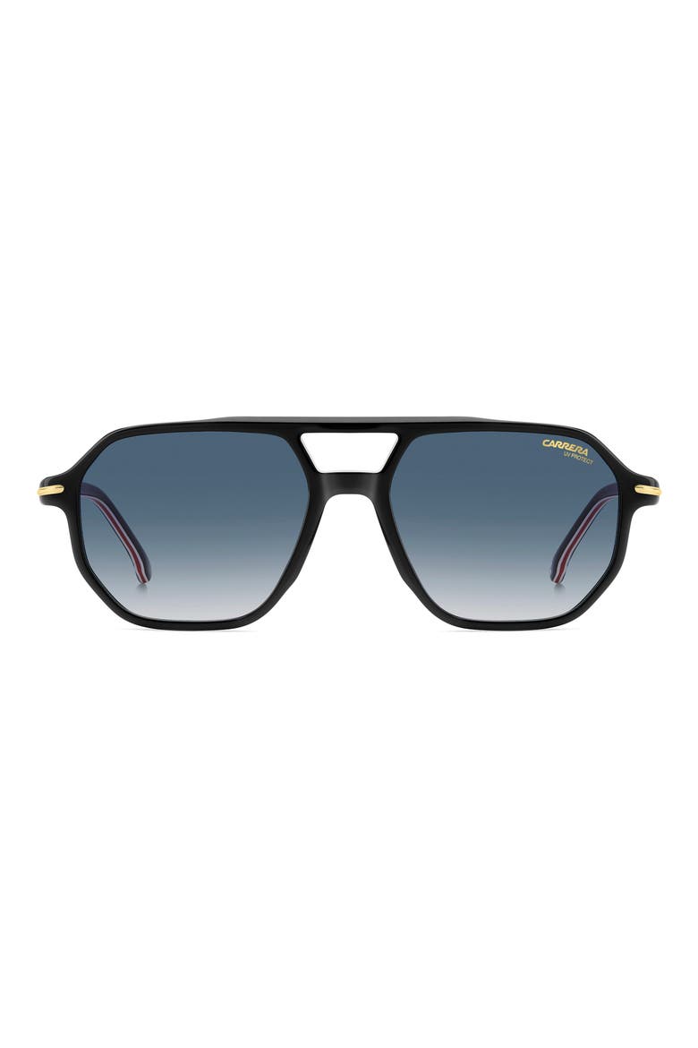 Carrera 54mm Rectangular Sunglasses, Main, color, BLACK GOLD/ DARK BLUE SF