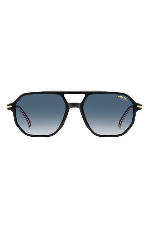 Carrera Eyewear Carrera 54mm Rectangular Sunglasses In Black Gold/dark Blue Sf