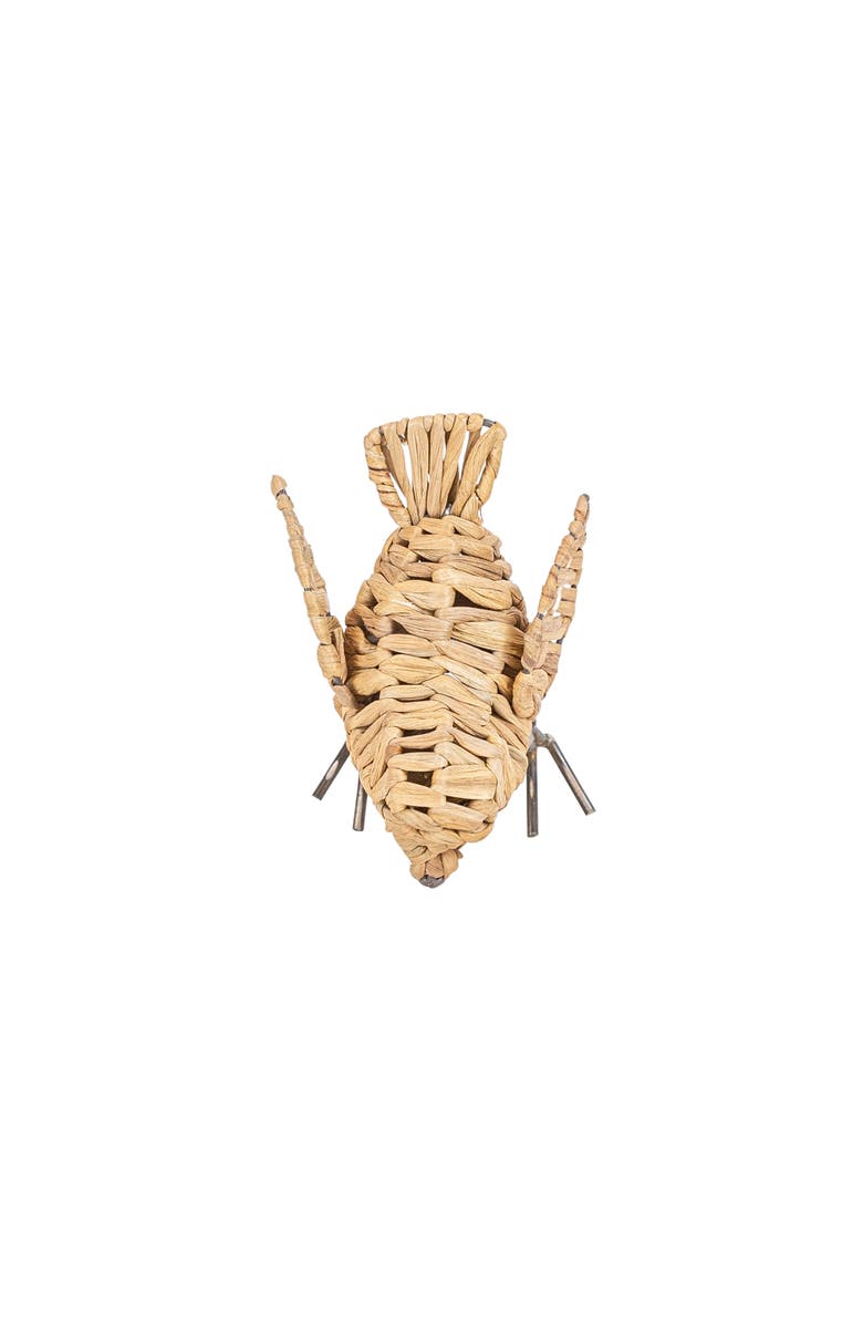 Foreside Home and Garden Natural Wrapped Bird Decorative Figure Seagrass & Metal, Alternate, color, Brown