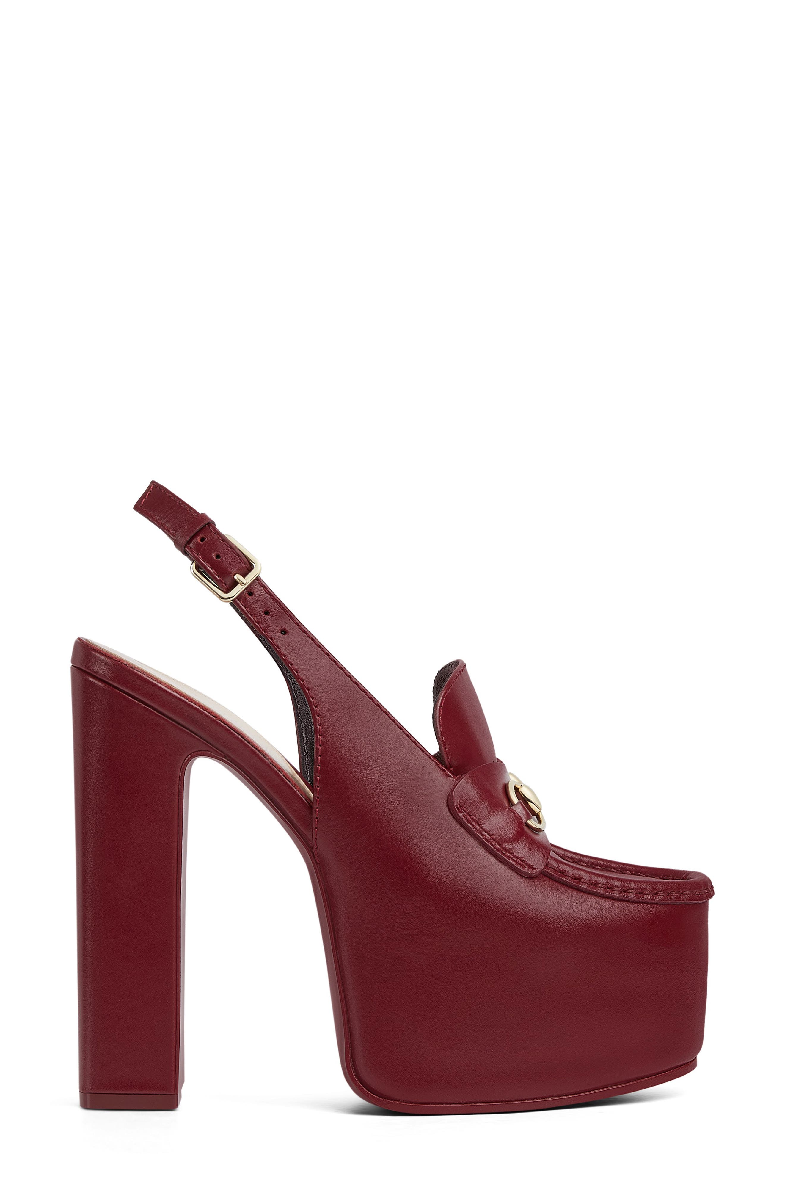 Gucci Horsebit Platform Slingback Loafer Pump, Alternate, color, Rosso Ancora