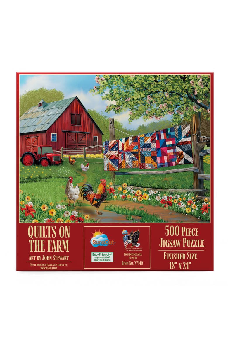 Quilts on the Farm 500 piece Jigsaw Puzzle for Adults, Alternate, color, Multicolor