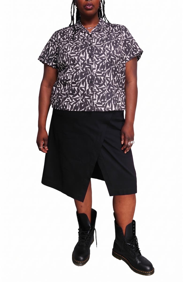 WILDFANG The Everyday Camp Button Up, Alternate, color, Paint Stroke White